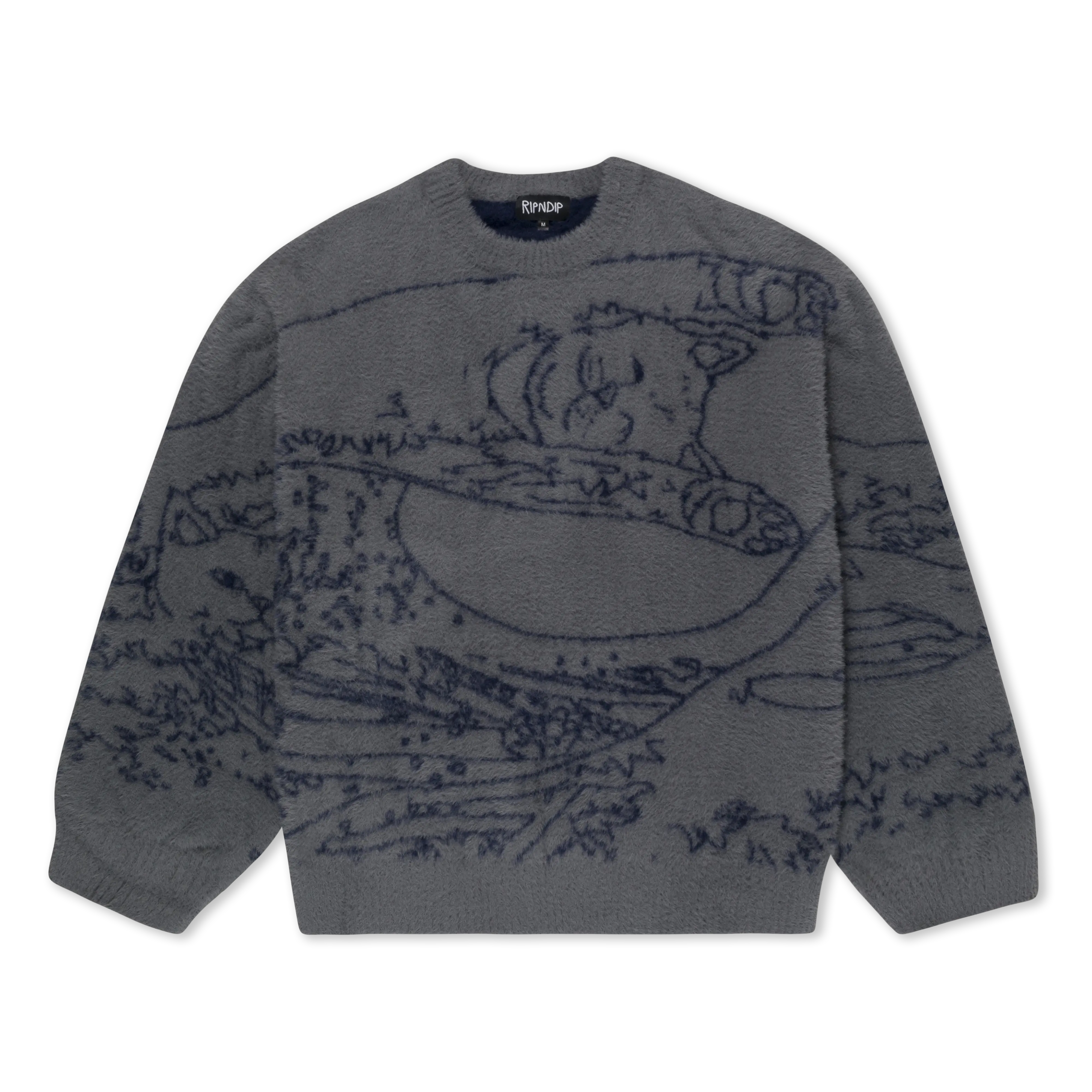 Great Wave Of Nerm Reversible Sweater (Grey / Navy)