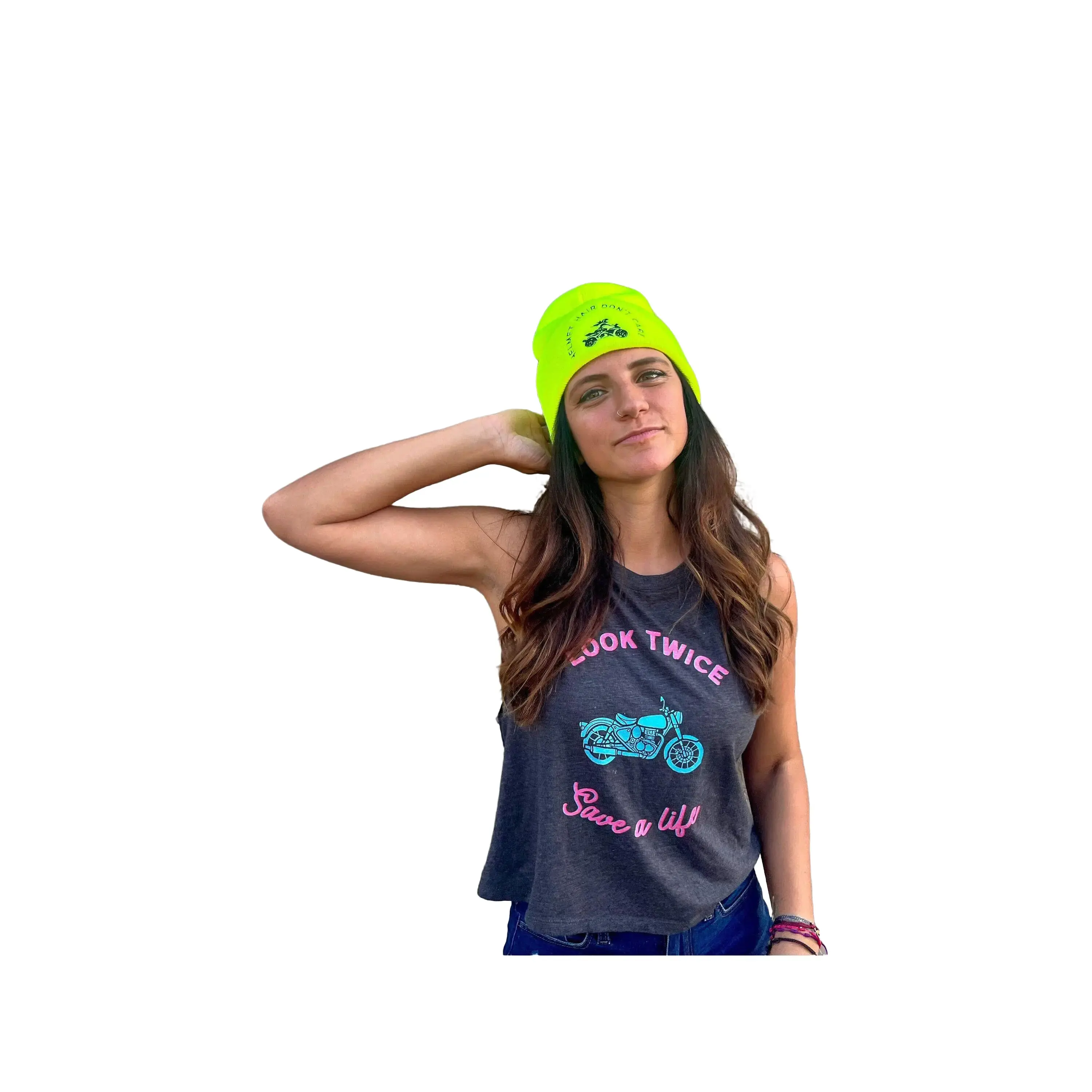 Biker Girl Beanie | Motorcycle Knit Beanie | Cute Beanie| Neon Beanie | Winter Hat | Motorcycle Girl | Gifts for Her