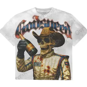 Skeleton Cowboy Racing Graphic T-Shirt