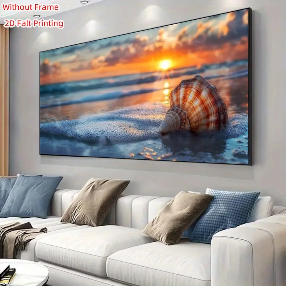 Large Sunset Ocean Shell Diamond Painting Kit, DIY Full Circle Diamond Art, Frameless Home Decor, Perfect Gift for Holidays