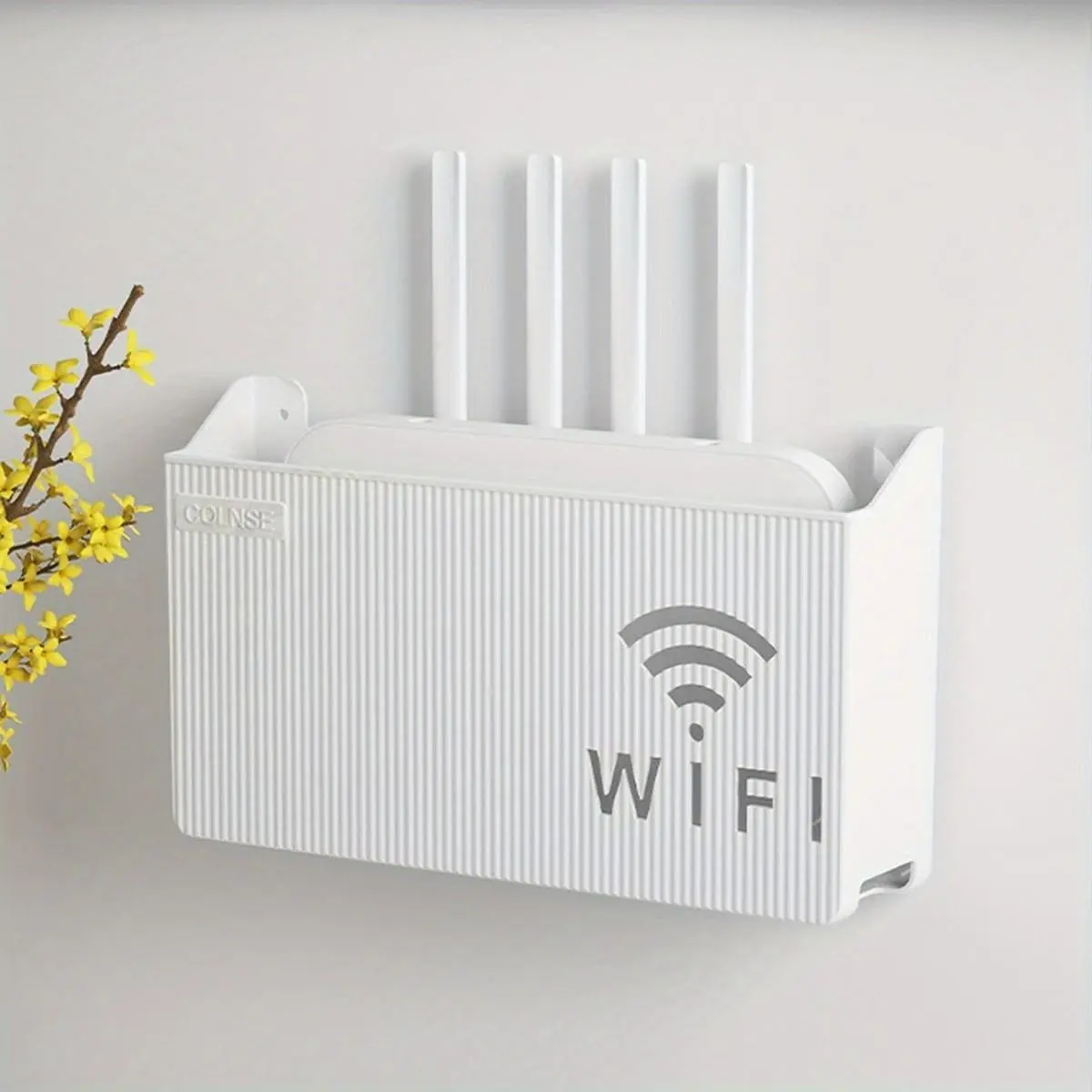 Home Router Storage Box, Wireless WiFi TV Set-Top Box Wall-Mounted Compact Organizer Rack, Suitable for Living Room and Bedroom Organizing