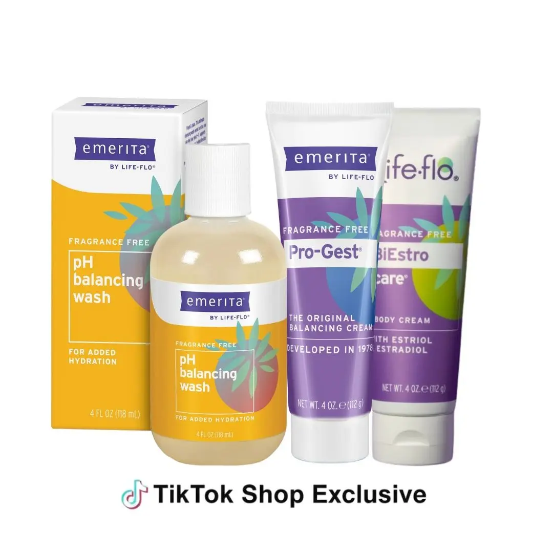 Emerita The Balance Seeker Bundle - Pro-Gest Cream, Estriol Cream, pH Balancing Wash for Women's Wellness & Comfort