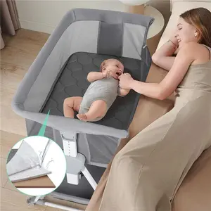 Cowiewie Bassinet Bedside Sleeper,Baby Bassinet with Air-Fiber Washable Mattress & 7-Adjustable Height,Foldable Bedside Bassinets for Baby with 360°Breathable Mesh,Bassinet with Wheels & XL-Storage