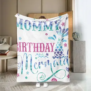 Mermaid Theme Printed Blanket, Soft Skin-Friendly Comfortable Throw, Ideal for Office Naps, Bedroom Decor, Sofa Relaxation, Outdoor Picnic