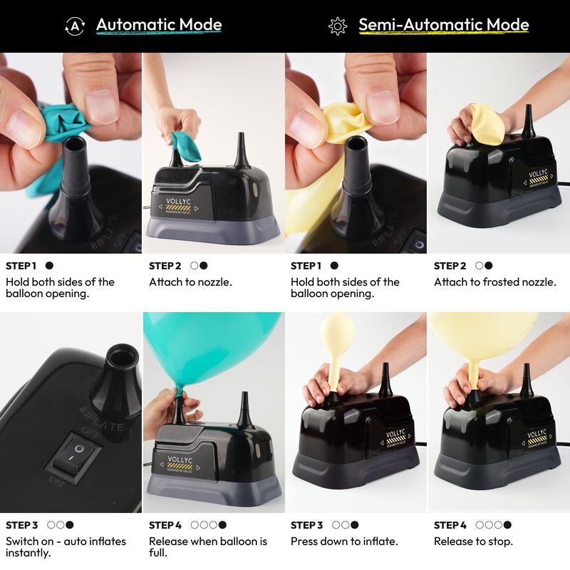 Electric Balloon Pump Dual-Nozzle Portable Inflator Lightweight Fast Inflation Blower for Party Decorations Birthday Wedding Baby Shower