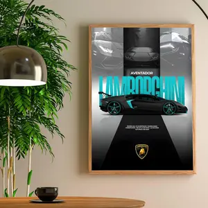 L-Lamborghini cool car Poster HD Sticky Waterproof Wall Art | High Quality Print Aesthetic Home Living Bedroom Bathroom hallway Decor Trendy Room Decoration | Multiple Size Options Available