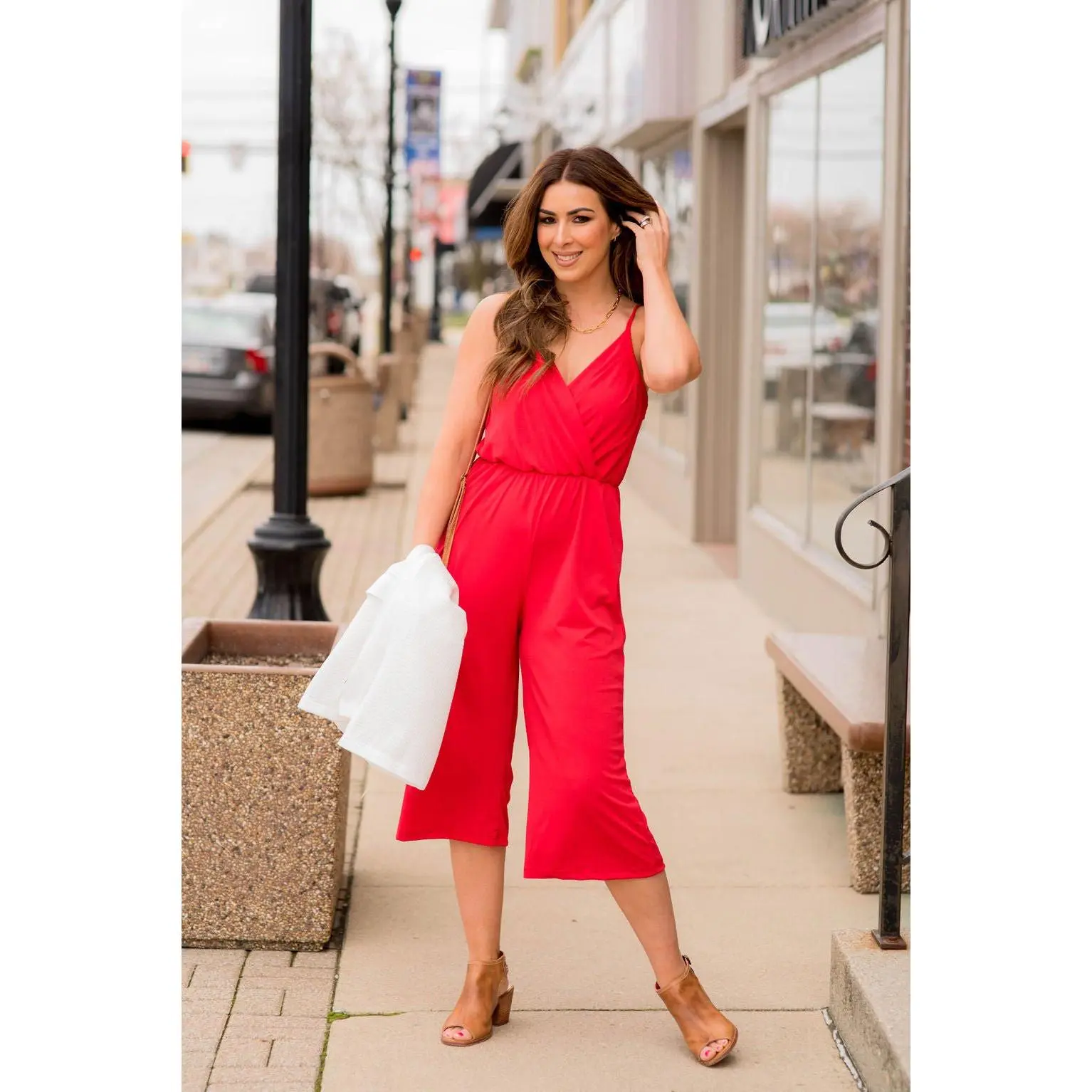 Wrap Top Cropped Jumpsuit