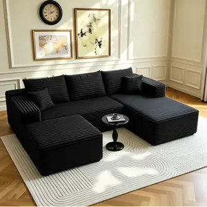 [2-3 Packages] Oversized Chaise Lounge Sofa 106" Cloud Sectional Couch with L-Shape Chaise Upholstered for Living Room Bedroom No Assembly Required Modular Corduroy Cloud Velvet Convertible Loveseat Sofa Bed #SummerVibes tiktokshopspringglowup