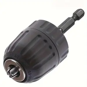 Keyless Drill Chuck Converter 3/8"-24UNF Thread with 1/4" Hex Shank - Metal Quick Change Adapter, 0.8-10mm Capacity, Adjustable, Low Head Socket Cap, No Assembly Required