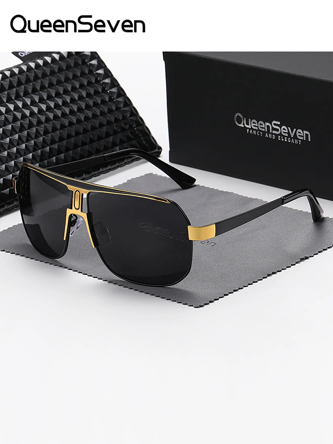 Queenseven Unisex Trendy Square Sunglasses, Outdoor Sports Golf Polarized Sun Glasses, Uv400 Protection, Casual Style, Summer Trendy Sunglasses, Metal Frame, Modern Trendy Sunglasses, Uv Protective Sunglasses