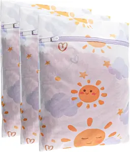 3Pcs Laundry Bag with Premium Zipper for Delicates 120g Honeycomb Mesh High Quality Materials Reusable and Rust-Free Zippers Sunny Design