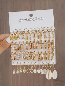 Women's Elegant Rhinestone Decor Butterfly & Rose Design Earrings Set, High Quality Earrings, 2024 New Trendy Hoop Earrings & Dangle Earrings, Gorgeous Jewelry As Birthday Gift