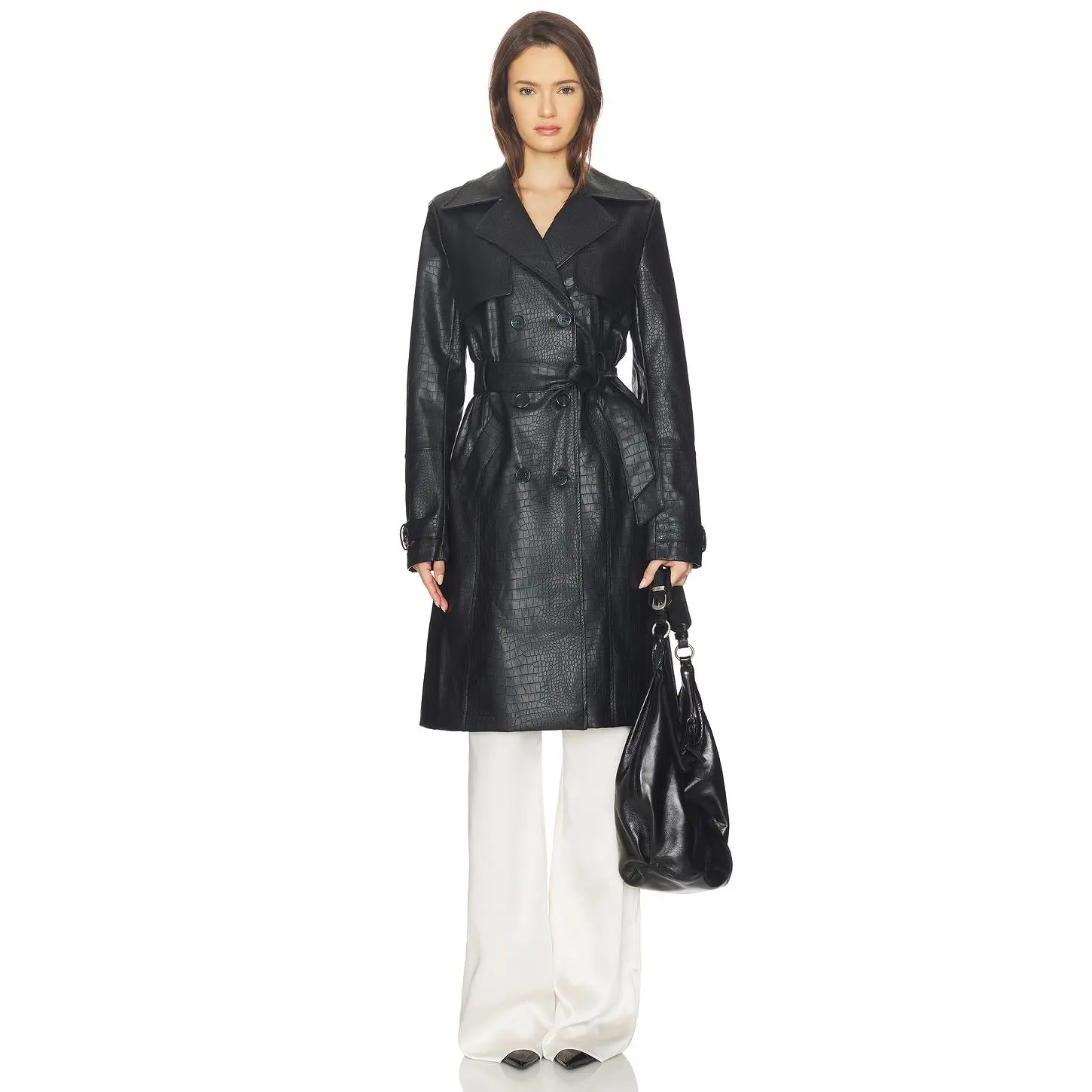 superdown Morgan Faux Leather Coat in Black