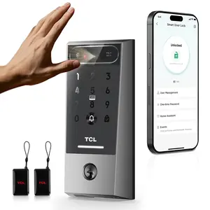TCL D2 Pro Palm Vein Smart Lock, Keyless Entry Front Door Lock, App Control Auto Lock for Home Security, 10000mAh Rechargeable Battery, Alexa & Google Compatible