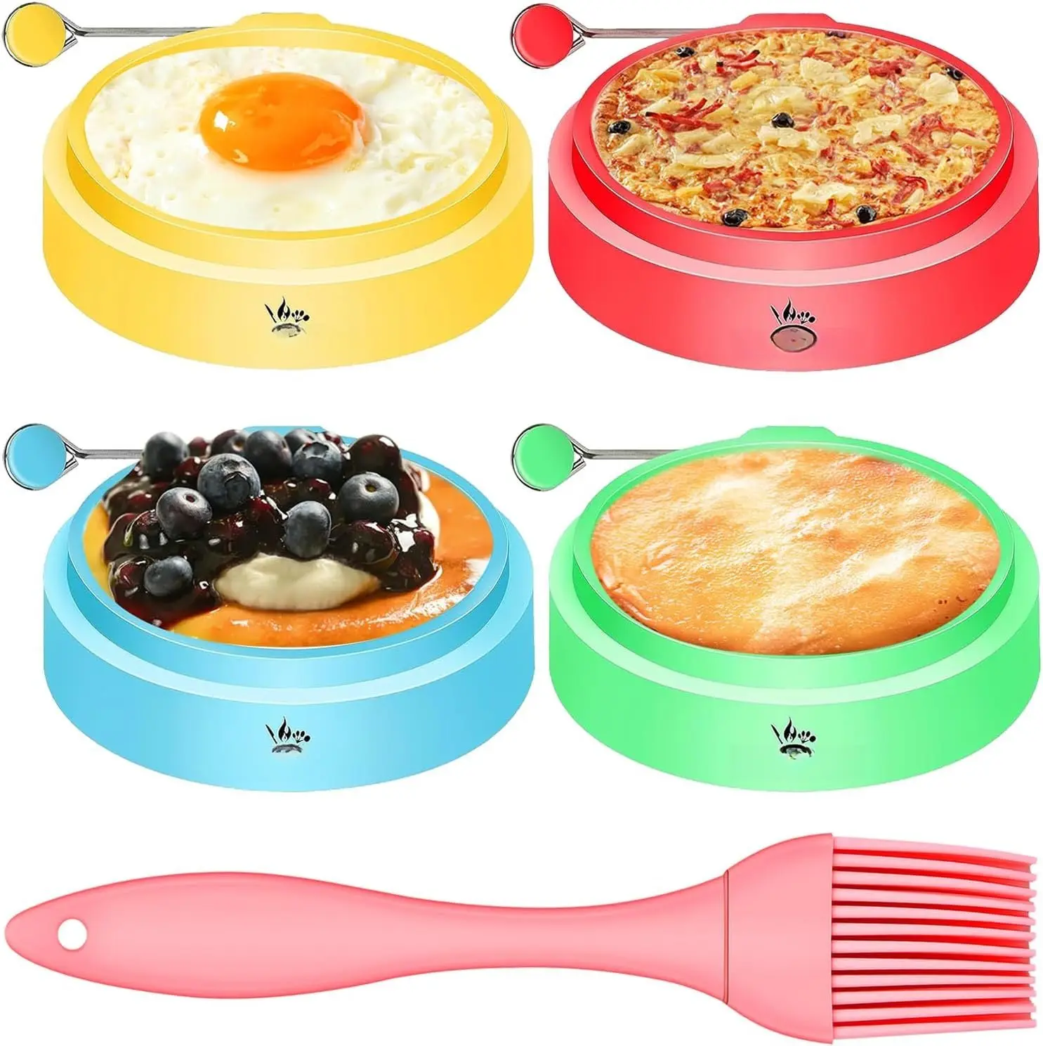 Egg Rings,  Nonstick Multicolored Cooking Ring Molds for Eggs, Pancakes, Mcmuffin Breakfast Sandwiches, English Muffins, Crumpets, and More (4-Pack)