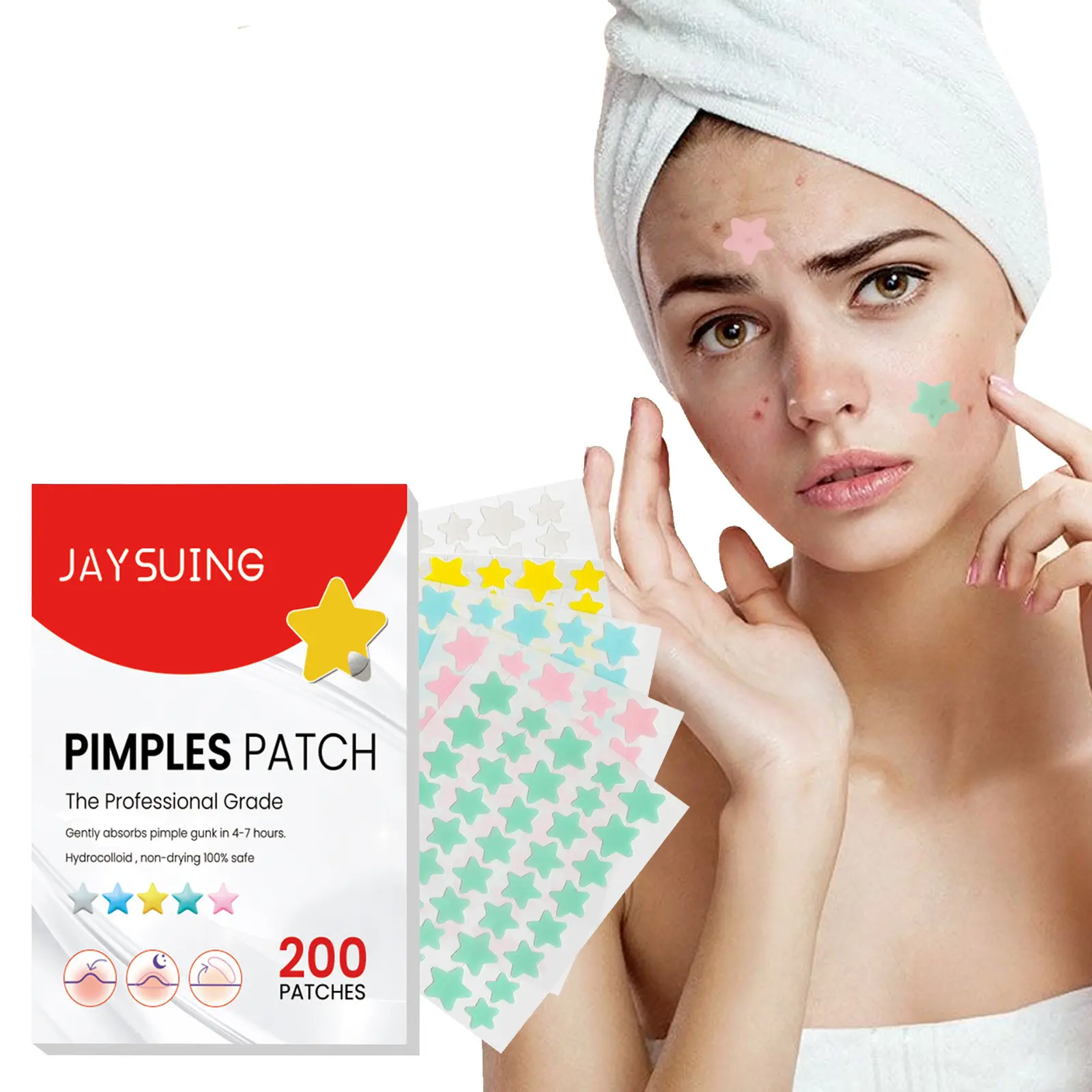 Hydrocolloid Acne Patches, 200 Count Pack - Invisible Anti-Acne Spot Treatment for Blemish Skin Repair, for All Skin Types Disposable Makeup Tool Accessory Set brush washer storage bag zip closure faux freckle realistic
