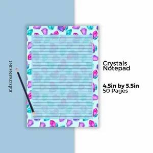 Crystal Notepad 4.5in by 5.5in 50 Pages Tear Off Pad with Crystal Border Design for Notes Lists or Journaling Magic