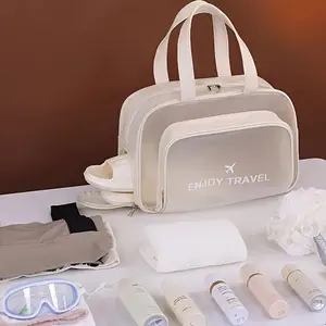 Large Capacity Transparent PVC Waterproof Wash Bag, Portable Beach Tote Bag, Unisex Travel Makeup Storage Bag, Travel Cosmetic Bag, Cosmetics Organizer for Swimming, Gym, Vacation ()