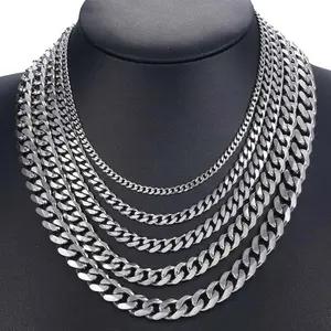 3/5/7/9/11mm Stainless Steel Cuban Necklace for Unisex Punk Curb Chain