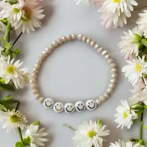 Gold Smiley Face Beaded Bracelet