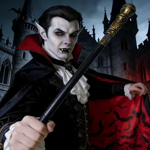 3 PiecesAdult Vampire Costume Set – Includes Cape, Wand & Fangs, Bat Design Cloak, Vampire Party Theme, Medieval Performance Outfit, Perfect For Halloween, Christmas, Cosplay, Stage Performances, Party Decor & Photography Props, Ideal Holiday Gift For Fam