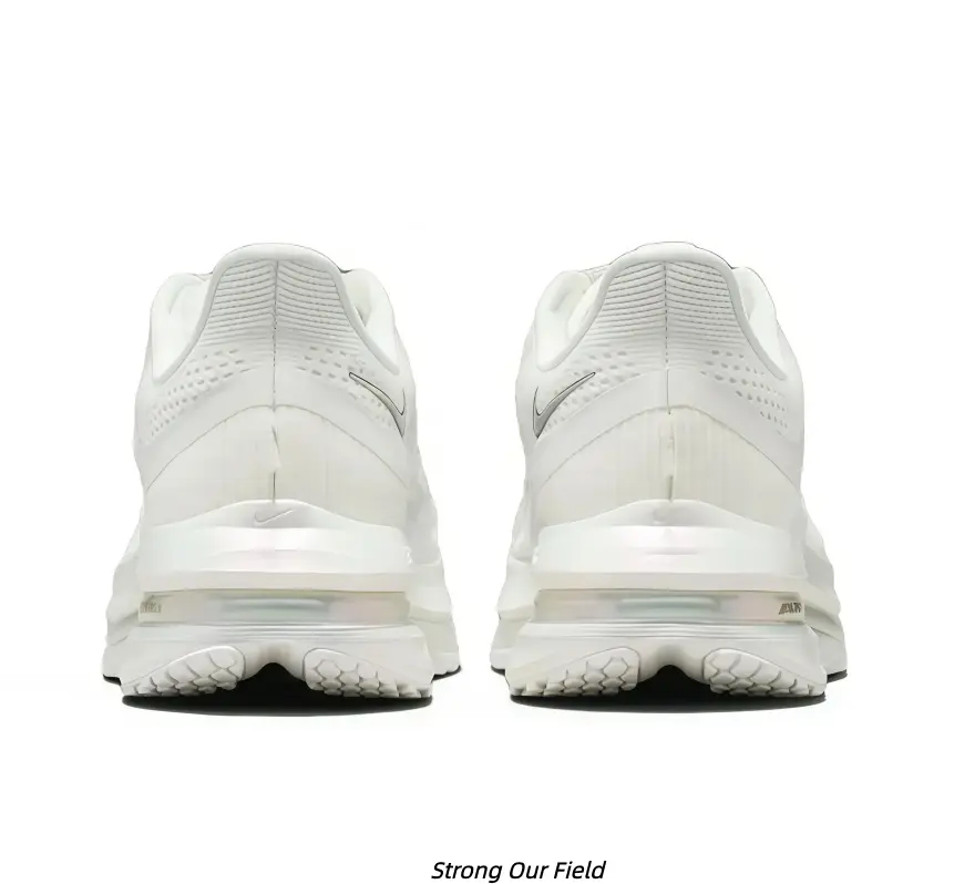Cream White Mesh Running Sneakers All White Tone Side Logo Front Visible Cushion Thick Elevated Midsole Lightweight Breathable Fitness Shoes Unisex