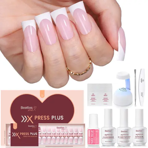 [Exclusive to TTS]Beetles X Press Plus-Lite Kit Duck French Tip Pink 210PCS Press on Nails DIY Manicure Gift for Women Cutics, False Nail Set, Diy Nails At Home