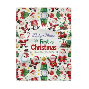 Soft Fleece Baby Blanket - Personalized First Christmas Gift, Infant Holiday Keepsake, Cozy Nursery Throw, Custom Baby Name Blanket