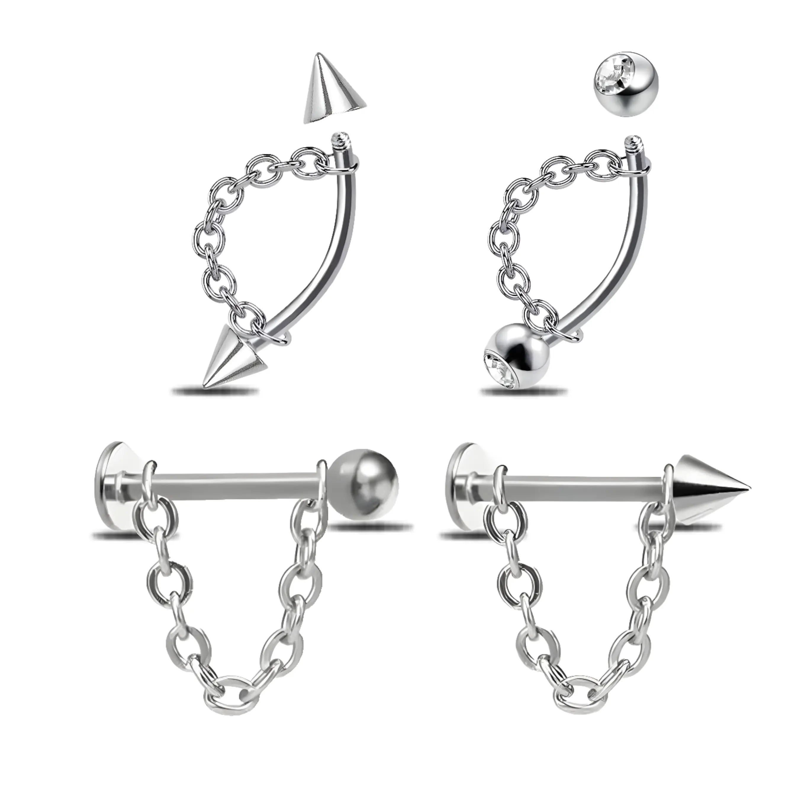 HERVAY 16G 10MM 316L Stainless Steel Vertical Labret Medusa Piercings Stylish Lip Rings & Versatile for Eyebrow Piercing Durable Corrosion Resistant