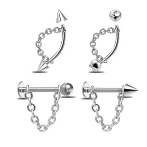 HERVAY 16G 10MM 316L Stainless Steel Vertical Labret Medusa Piercings Stylish Lip Rings & Versatile for Eyebrow Piercing Durable Corrosion Resistant