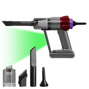 2-in-1 Cordless Handheld Vacuum & Air Blower with Green LED Dust Detection Light, 5000Pa Powerful Suction, Portable Rechargeable Car Vacuum for Pet Hair, Keyboard & Home Deep Cleaning