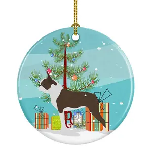 Carolines Treasures  Boston Terrier Merry Christmas Tree Ceramic Ornament