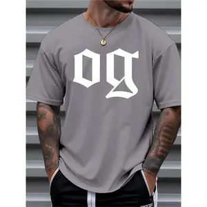Men'S OG Graphic T-Shirt - 100% Cotton Streetwear Tee with Bold Letter Print, Loose Fit Short Sleeve Round Neck for Summer Casual & Outdoor Wear, Everyday Comfort, Comfortable Fabric