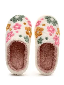 Winter New Comfortable Soft Home Cute Cartoon Cat Embroidered Cotton Slippers, Warm Thick Indoor House Shoes for Men & Women