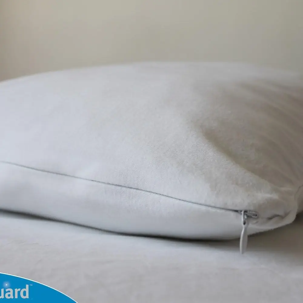 Queen Size SureGuard Pillow Protectors (Set of 2) - 100% Waterproof, Stain-Resistant, Pest-Free, Anti-Allergic, Soft Skin-Friendly Premium Zippered Solid Cotton Covers, Machine Washable, Secure Fit, No