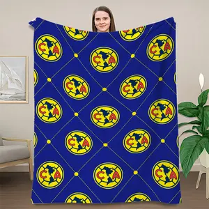 Club América Soccer Logo Blanket, Ultra Soft Flannel Throw for All Seasons, Plush Fan Blanket for Sofa and Office Use