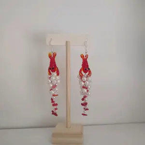 lobster freshwater pearl cluster earrings