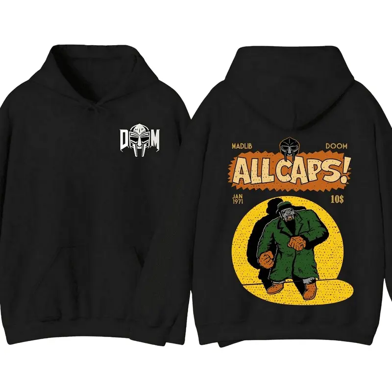 Mf Doom Madlib All Cap Hoodie Rap Music Sweatshirt Madvillain Metal Tee Gift For Music Lover Unisex Cotton Pullovers Tre Hoodied Men & Women’s Sweaters