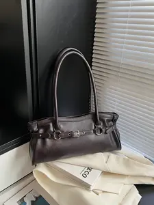 Women's PU Fabric Tote Bag, Fashionable Simple Buckle Design, Vintage Style Handbag, Large Capacity Shoulder Bag, Daily Commuter Purse for Office, School, Work, Travel