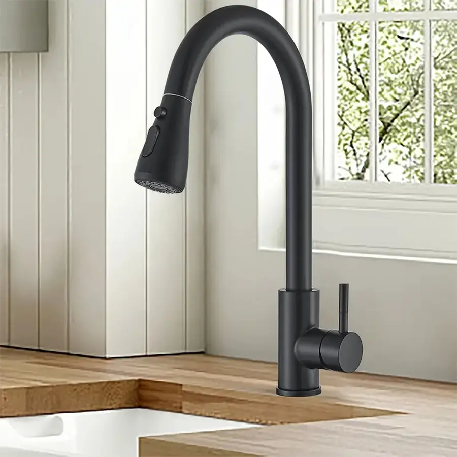Stainless Steel Pull-Out Kitchen Faucet with Hot and Cold Water, Rotating Design for Kitchen and Bathroom, Durable Structure, Rotatable Rotary Faucet, Modern Kitchen Faucet, Faucet for Kitchen Sink, Stainless Steel Tap