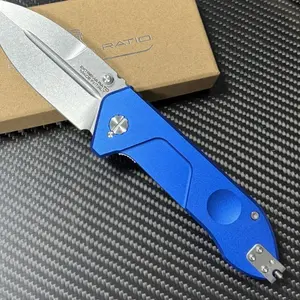 7.1" Heavy-Duty Folding Knife, N690 Steel Blade with Stonewash Finish & T6 Aluminum Handle, 59HRC Hardness for Camping, Fishing, Outdoor Tasks, Gift Box Included for Men & Fathers