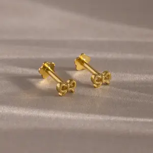Tiny Bow Flatback Studs by Caitlyn Minimalist - Dainty Ribbon Stud Earrings - Cute Jewelry - Birthday Gift for Daughter