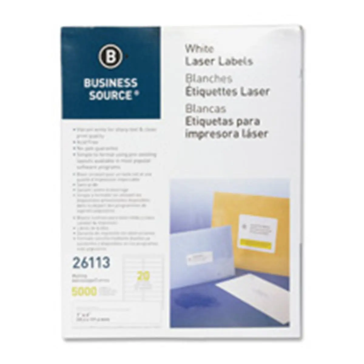 Business Source Self-Adhesive White Laser Labels - 1 in. x 4 in. - Acid-Free, Lignin-Free, Archival-Safe - Compatible with Laser Printers - 5000-PK for Address Envelopes