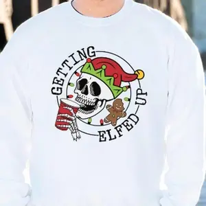 Getting Elfed Up Christmas Sweater, Skeleton Christmas Sweater Shirt, Beer Christmas Sweater, Drunk Christmas Sweater, Morbid Christmas Sweater, Dark Christmas Sweater, Christmas 2024 Sweaters, Ugly Christmas Sweater