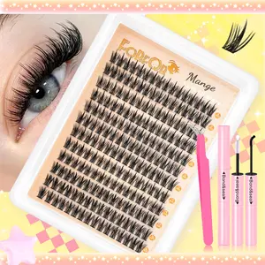 120pcs/192pcs Mixed Style D Warp 9-16mm False Eyelashes with Glue & Tweezers, Perfect for Beginners DIY Home Use, Festive Cosmetic Makeup Essentials