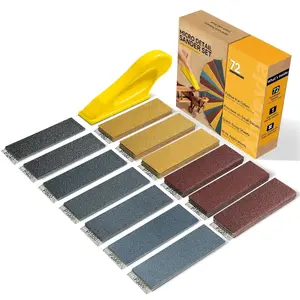 72 count  Sandpaper Set with  Hand Sander -  Sander & Detail Sander Sanding Sheets, 13 Grit Levels 80-3000, Color-Coded Sandpaper for , Crafts, DIY & Furniture Projects
