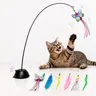 Interactive Kitten Wand Toy - 6-in-1 Cat Toy with High-Elastic Rod, Dual Fixing Suction Cup & Adhesive Base, 6 Replaceable Attachments (Including Feather Lure), Hands-Free Self Play, Prevents Boredom for Indoor Cats