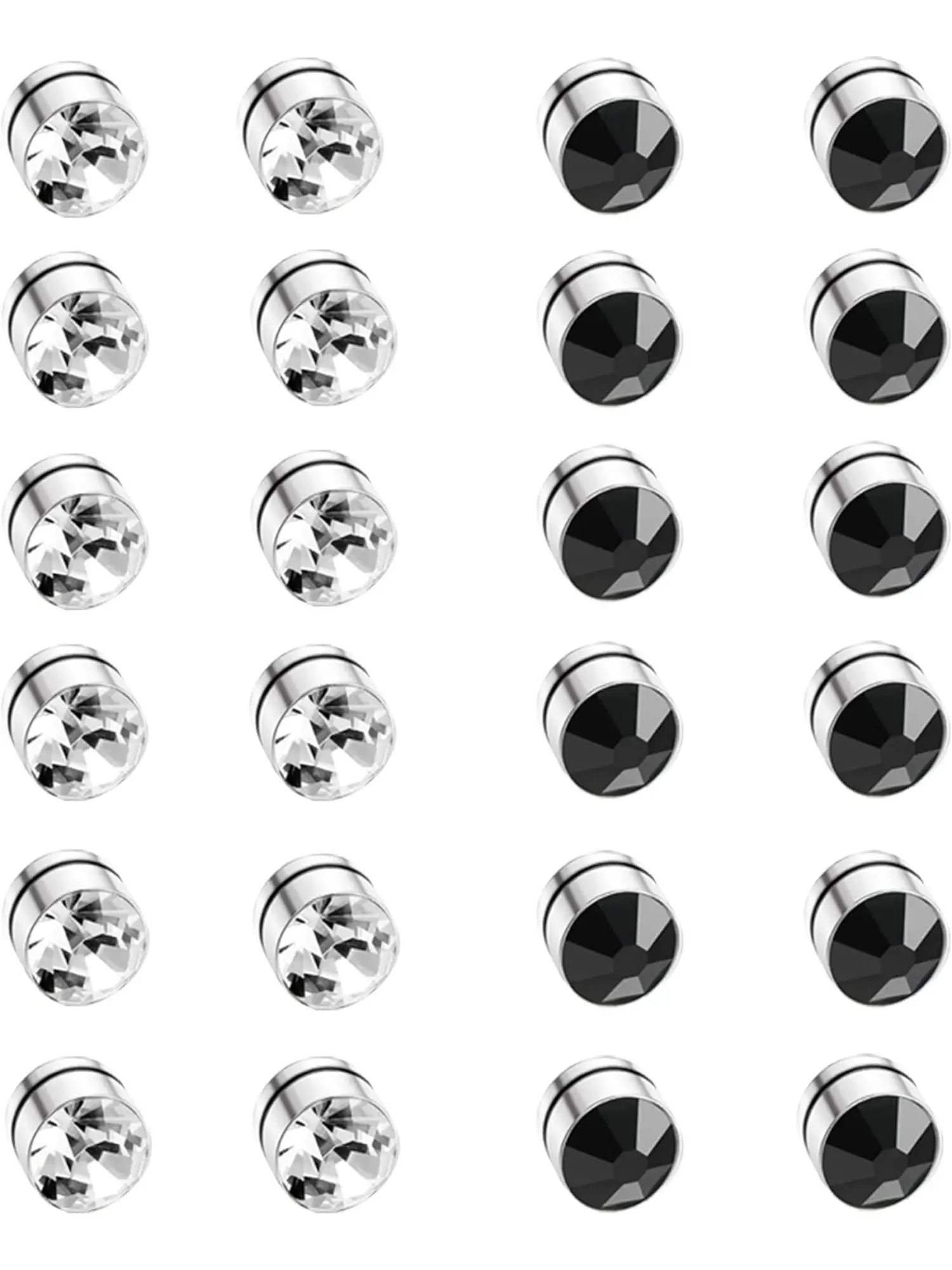 12 Pairs Magnetic Earrings for Men Women Fake Earrings Non Pierced Jewellery Colorful Party Mens Earrings Round Crystal Stud Earrings Set Magnet Earrings Magnetic Stud Earrings for Girls Boys