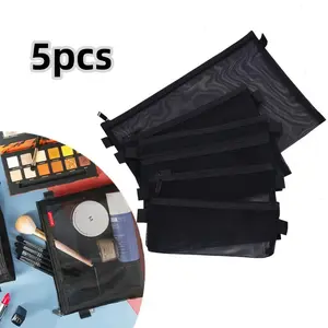 5Pcs/Set Mesh Zipper Pouch,Lightweight Nylon File Folders Document Organizer,Cosmetic Bags Accessories Storage for Travel and Office Supplies,Halloween Christmas Party Gifts,Hand Tools Kits