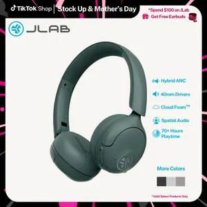 JLab Go Lux ANC Headphones 40mm Drivers Hybrid ANC 70+ Hours Playtime Bluetooth 5.4 Foldable Fast Charging Dual Noise-Canceling Mics Immersive Sound Quality